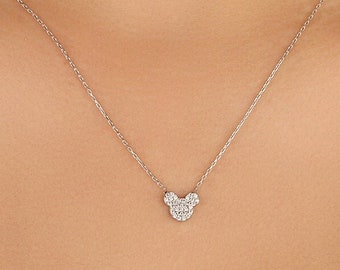 Tiny Mouse Necklace in silver| Dainty necklace for her| Mouse necklace