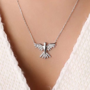925 Sterling Silver Phoenix Necklace, Phoenix Rising Necklace, Phoenix Pendant, Firebird Necklace, Phoneix Necklace, Bird Necklace