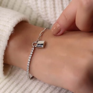 Silver Tennis Bracelet, Tennis Bracelet, Eye Bracelet, Dainty Adjustable Bracelet, Gift For Her, Handmade 925 Silver Bracelet