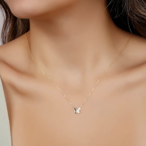 14k massief gouden minimalistische vlinderketting - gouden vlinderketting - minimalistische ketting - 14k gouden ketting - minimalistische sieraden