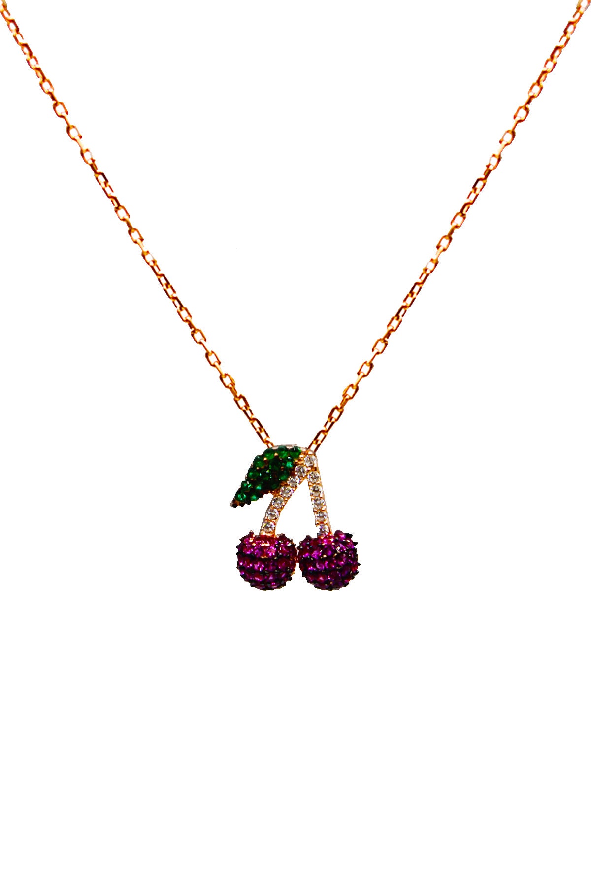 925K Silver Cherry Necklace, Women Necklace Silver Sterling Necklace, Handmade Neckalce
