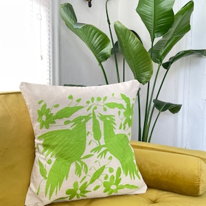 Hand embroidered monochrome Otomi square pillow cushion covers 14x14 individual