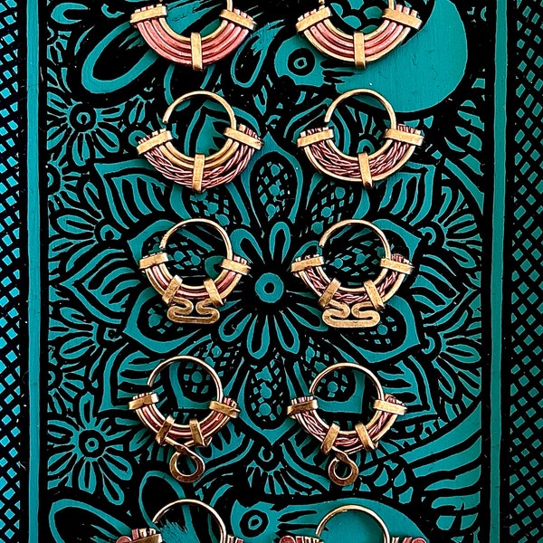Filigree septum piercings handmade in Mexico— brass + copper