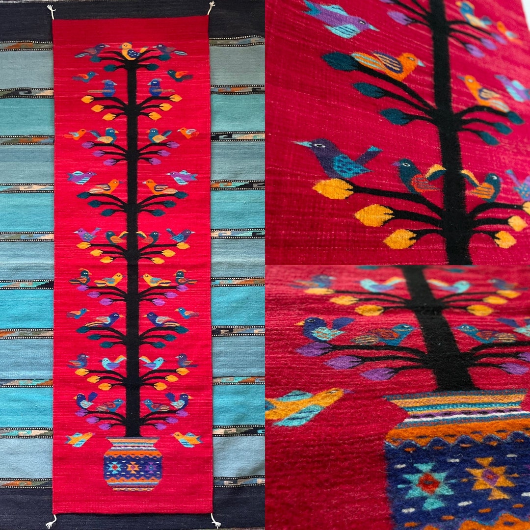 Extra Long Handwoven Colorful Wool Runner Rug From Teotitlan Del Valle ...