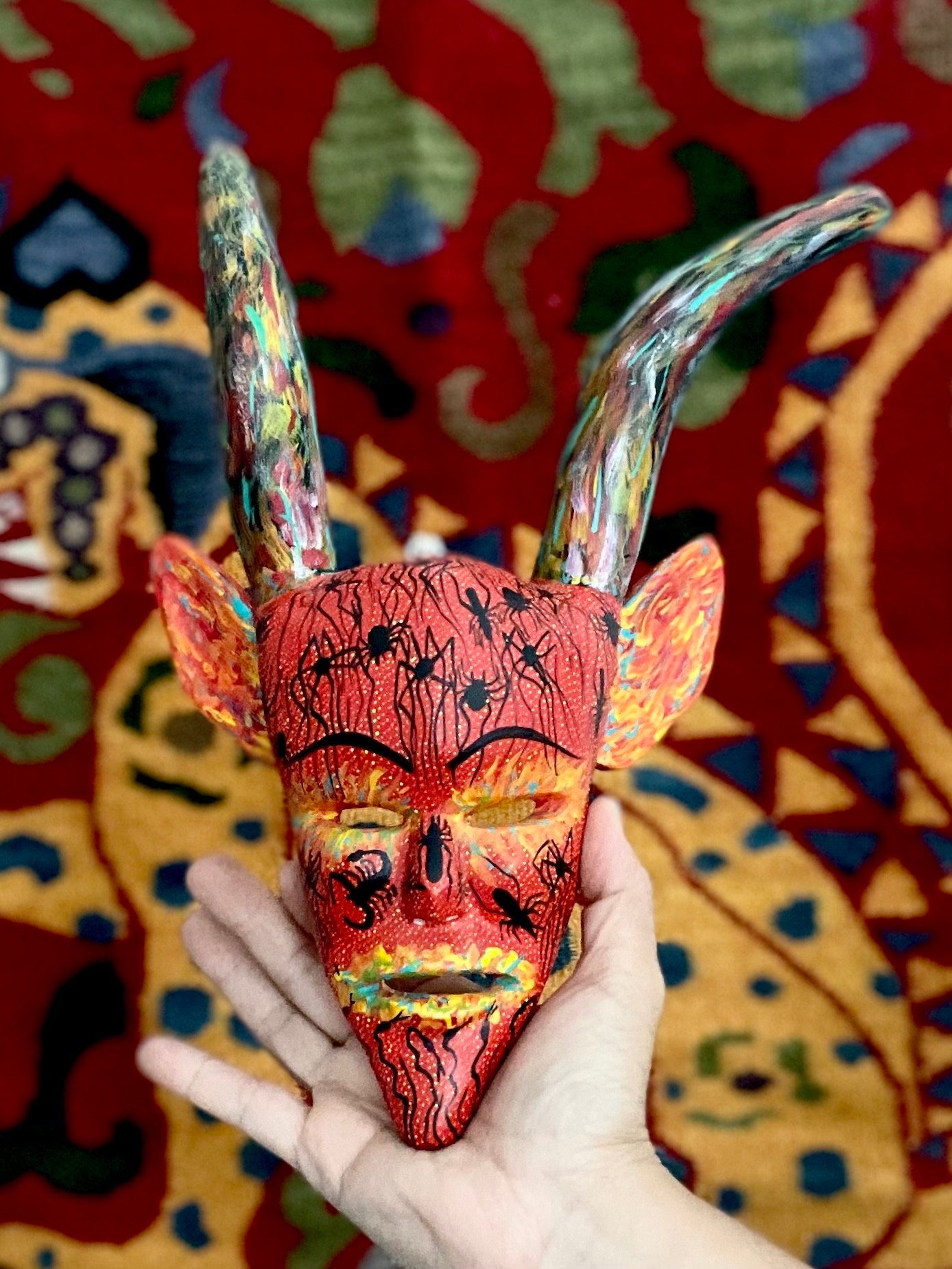 絵 「MASK」 Midori Haraguchi | 般若面, Acrylic on canvas, 8x12” —The hannya