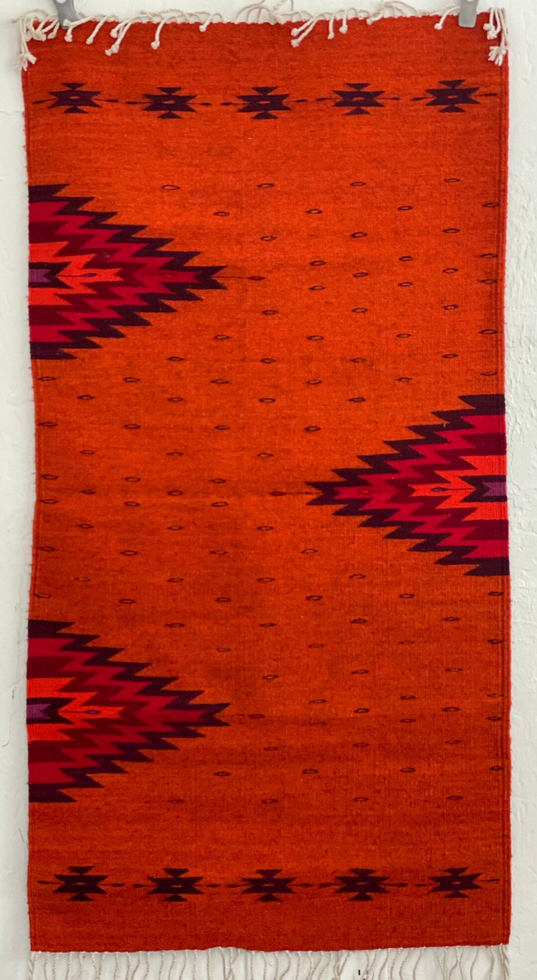 Handwoven Colorful Orange Wool Rug From Teotitlan Del Valle Etsy