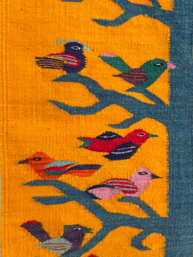 Handwoven Bright Colorful Wool Rug From Teotitlan Del Valle Etsy