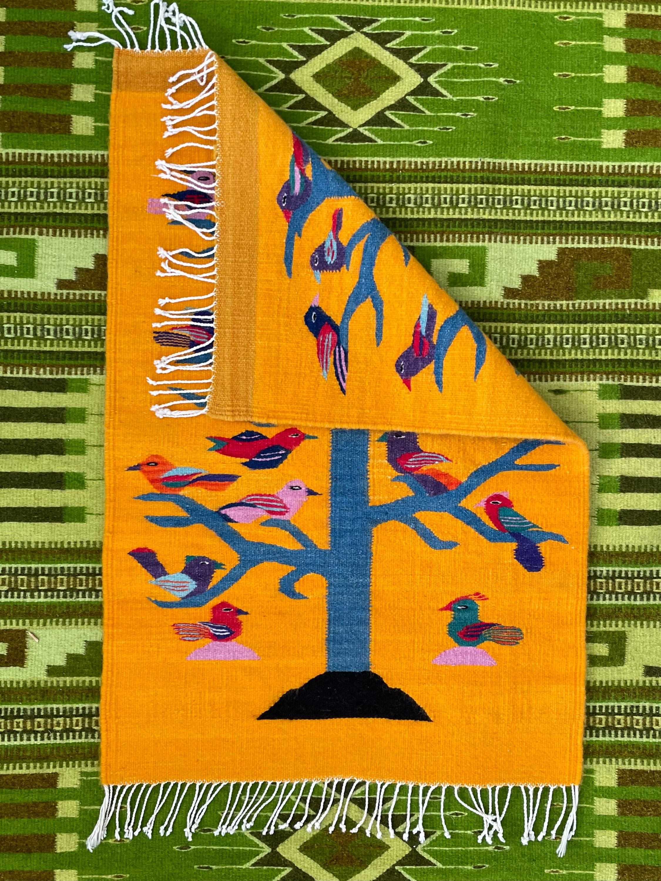 Handwoven Bright Colorful Wool Rug From Teotitlan Del Valle Etsy