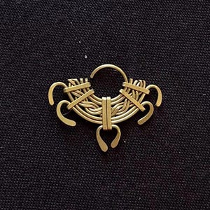 Ornate filigree septum brass piercing handmade in Mexico