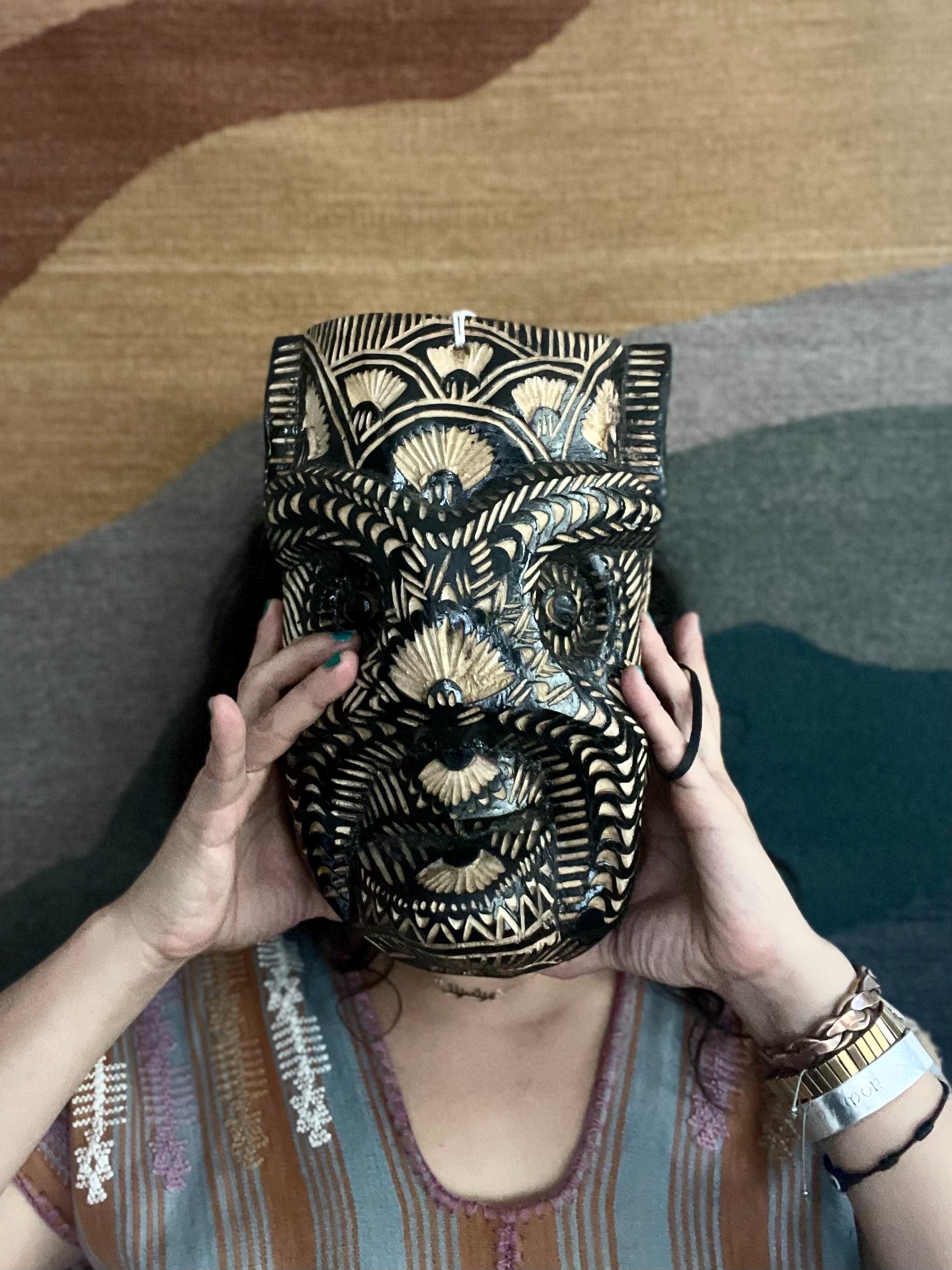 Tzintzuntzan Purépecha Carved Wood Mask—unique Piece - Etsy