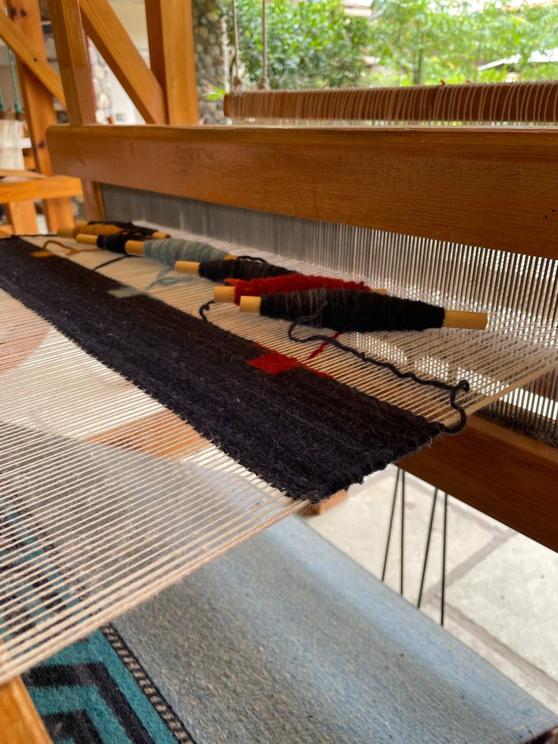 Handwoven Natural Wool Rug From Teotitlan Del Valle, Oaxaca, Mexico in ...
