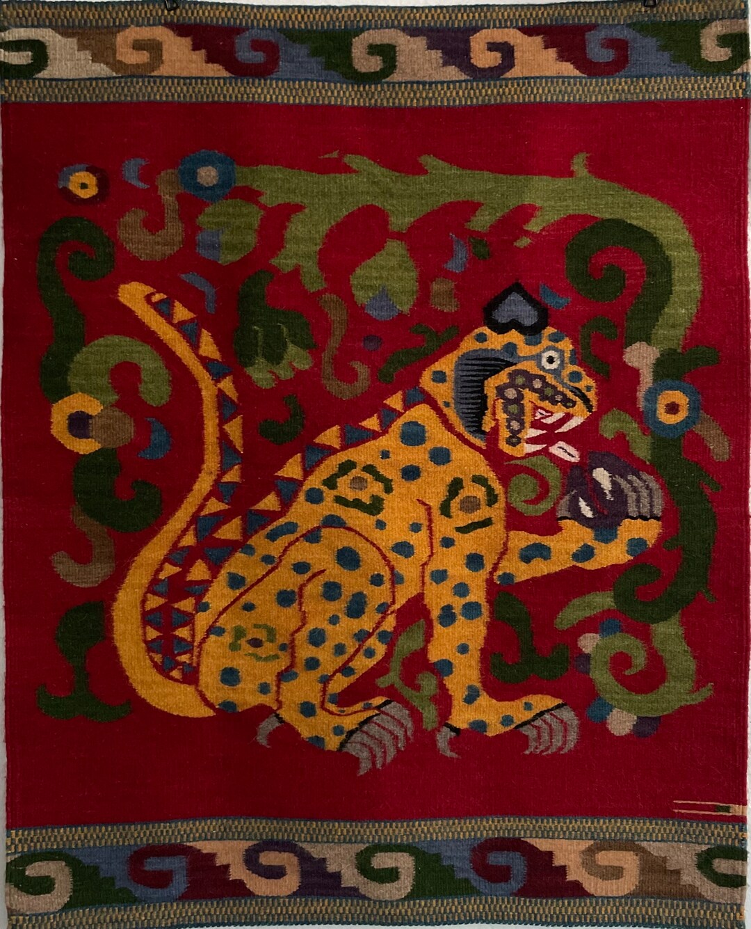 Handwoven Colorful Wool Zapotec Rug From Teotitlan Del Valle, Oaxaca ...