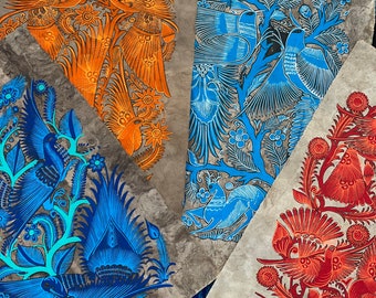 Pinturas monocromáticas de gran tamaño sobre amate, de la flora y fauna de México, de 15 x 23 pulgadas (desplácese por las fotos para ver las opciones).