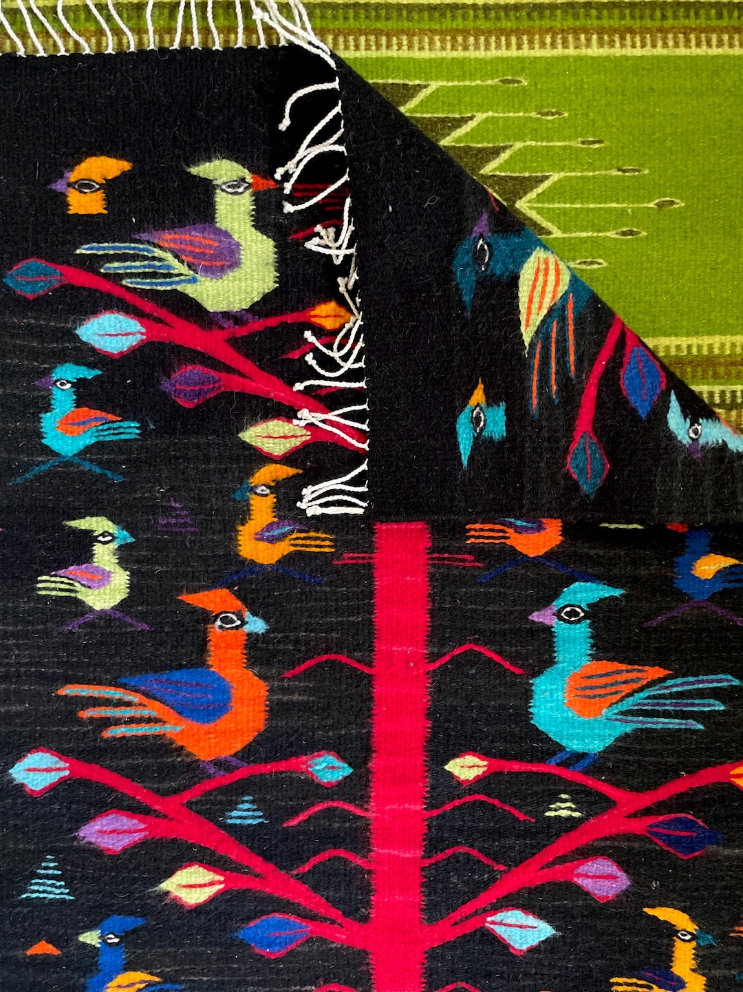 Handwoven Colorful Wool Rug From Teotitlan Del Valle, Oaxaca, Mexico ...