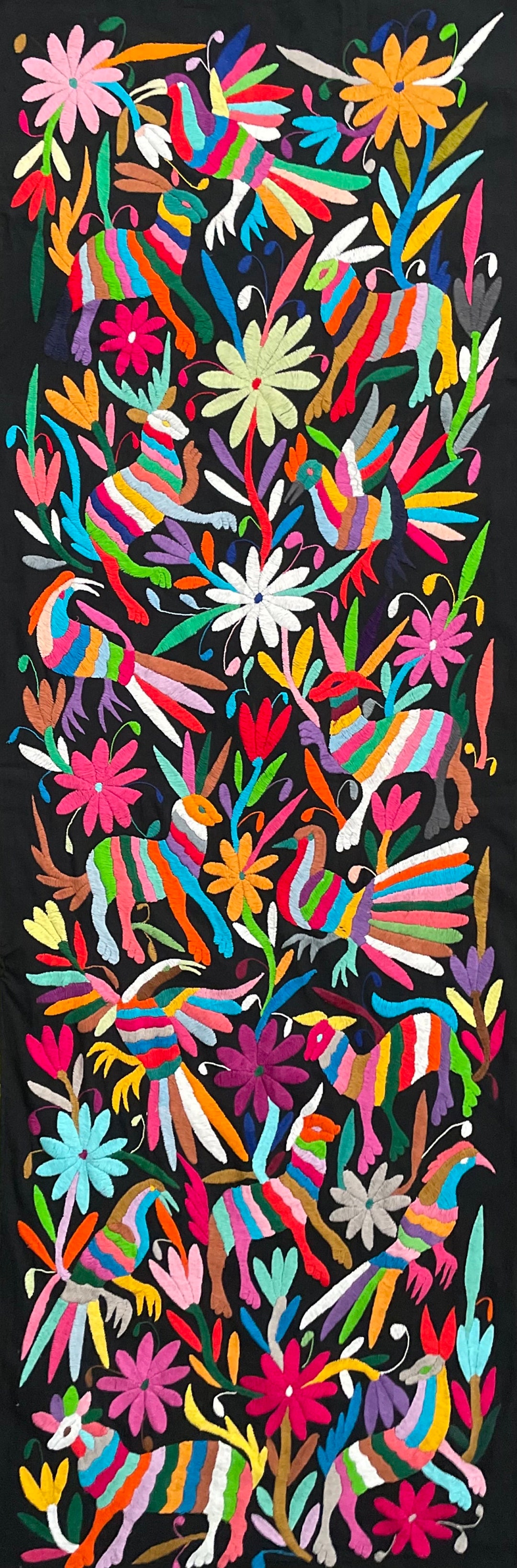 Tenango Patterns Unique Black With Rainbow Colors Tenango Otomi Hand Embroidered ...