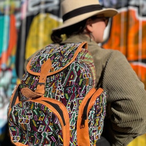 Colorful Geometric Pattern Woven Chiapas Backpack
