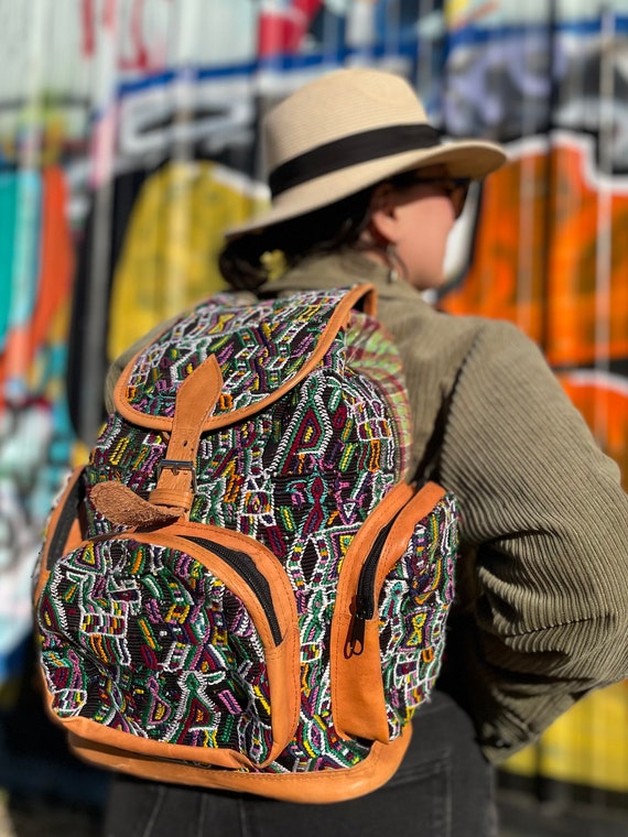 Colorful Geometric Pattern Woven Chiapas Backpack - Etsy display picture 2