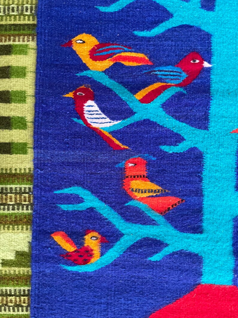 Handwoven Bright Colorful Wool Rug From Teotitlan Del Valle Etsy