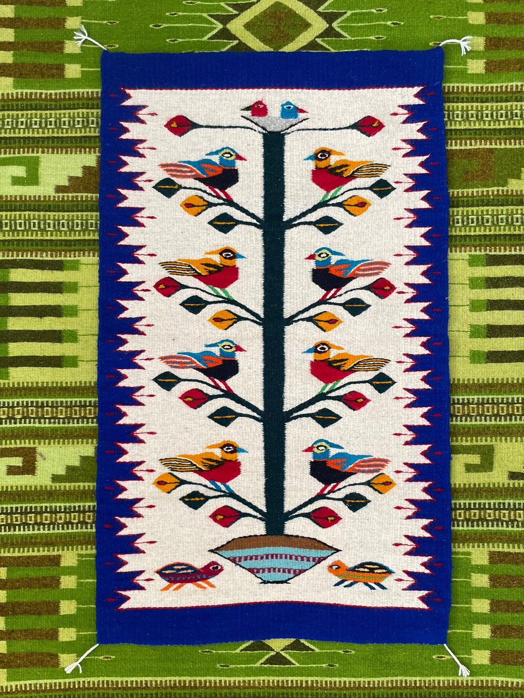 Handwoven Colorful Wool Rug From Teotitlan Del Valle Oaxaca - Etsy