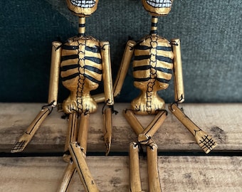 Golden paper mache skeleton figure from Mexico—sold individually