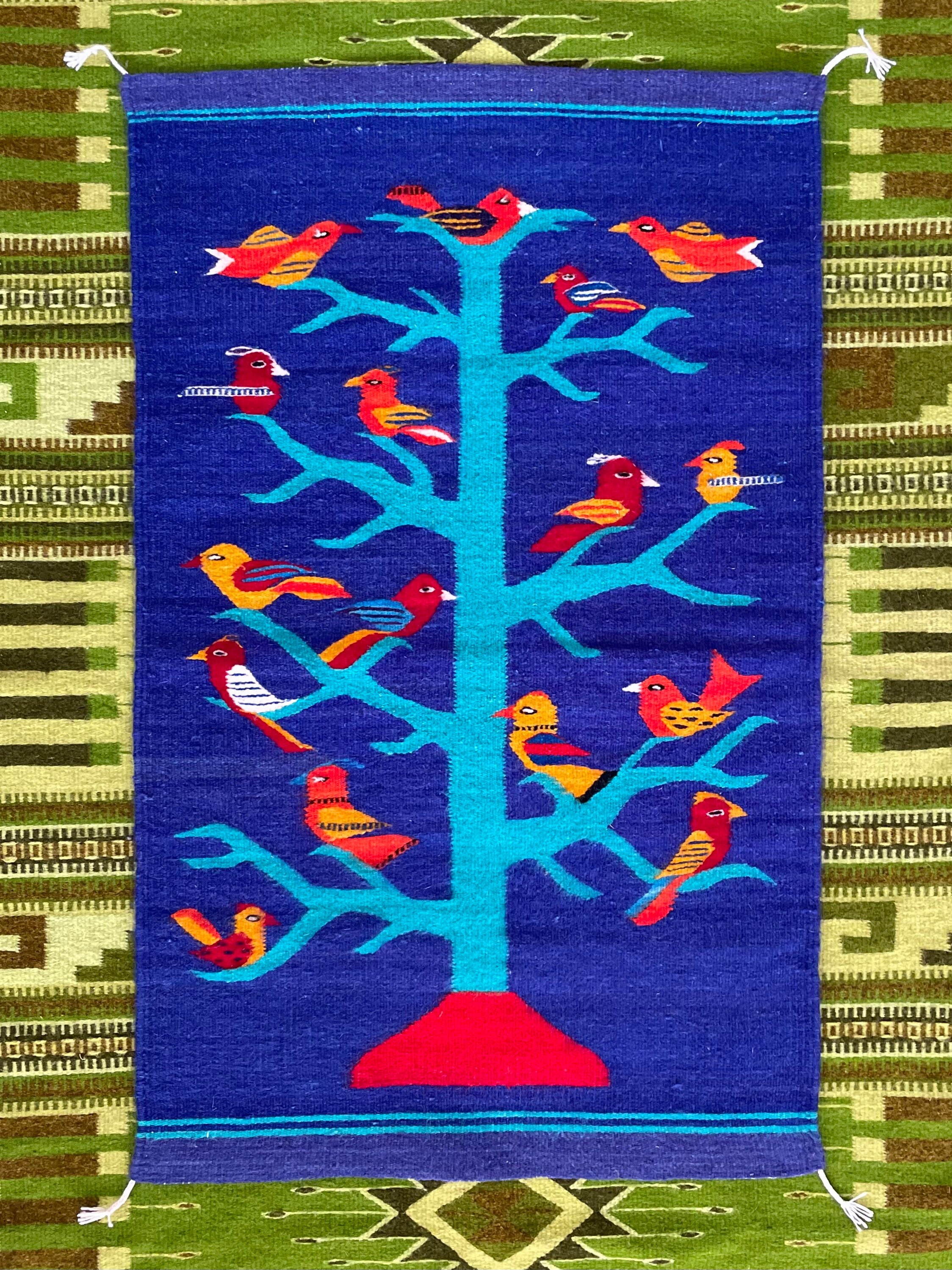 Handwoven Bright Colorful Wool Rug From Teotitlan Del Valle Etsy