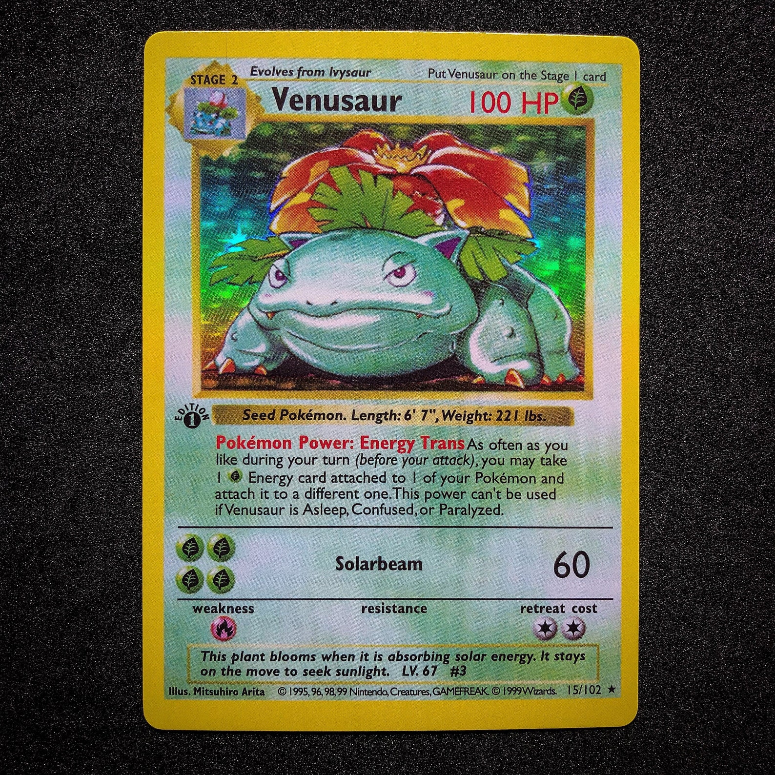Venusaur Base Set Holo Pokemon Proxy Card WOTC 15/102 Etsy