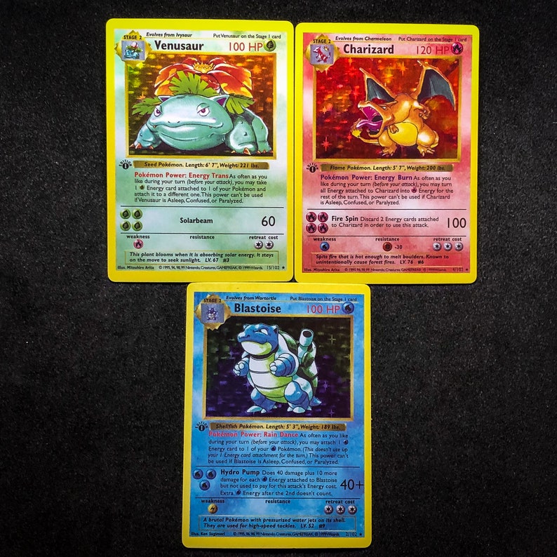 Charizard Blastoise Venusaur Starter Trio Base Set Holo Etsy