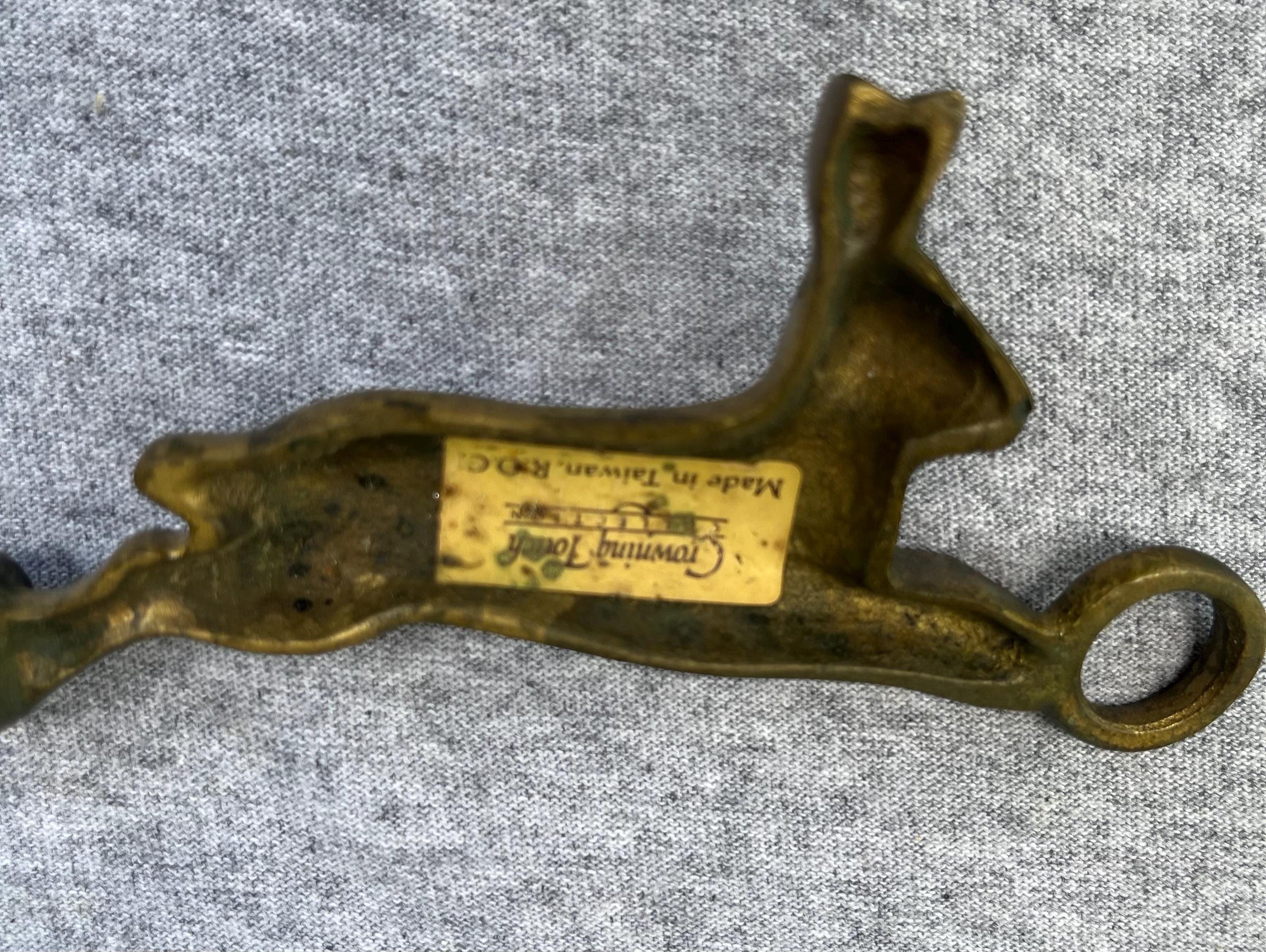 Vintage Brass Rabbit Shoe Horns: Antique Hare Handle Boot 