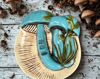 Ceramic Ashtray.Retro Mushroom Decor.1970’s Mushroom Decor.Vintage Toadstool Art.Hand-painted,glazed,Mushroom Art