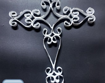 Metal Cross wall mount, scrolled cross, Shabby chic, religious , anytime gift, cross collection,Secret Sister gift