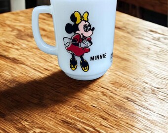 Vintage Minnie Mouse Milk Glass Mug, Disney Collectible