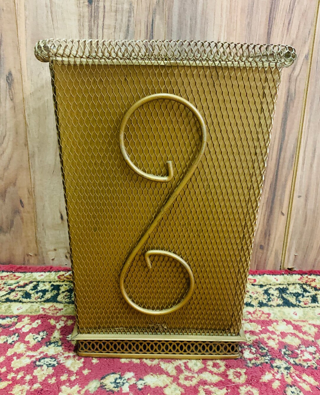 Vintage Trash Can, Metal Trash Can, Metal Wastebasket, Mid Century ...