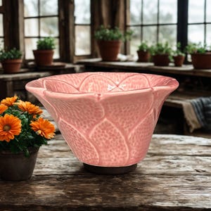 Handcrafted Pink Flower Ceramic Bowl – Unique Petal Design