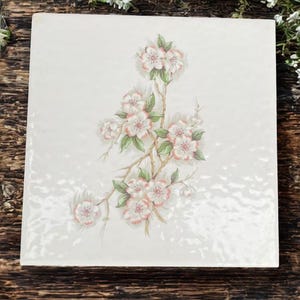 Ceramic tile,Dogwood trivet,made in USA,entry table accent,floral