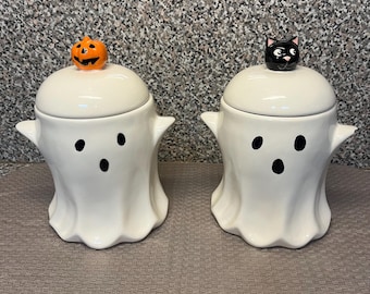 Halloween Cookie Jar. Black cat . Pumpkin jar. Sweet treat container.