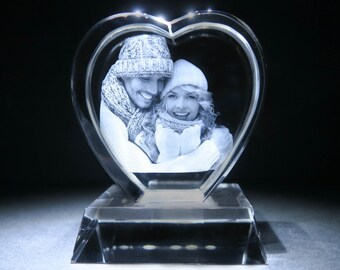 XXL 3D Heart Photo Crystal - Personalised Photo Crystal - Perfect Gift - Use Your Own Image - Quick Delivery - Made in London, UK