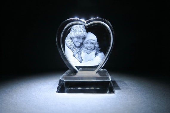 XXL 3D Heart Photo Crystal - Personalised Photo Crystal - Perfect Gift - Use Your Own Image - Quick Delivery - Made in London, UK