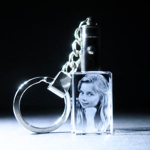 3D Keyring Photo Crystal - Personalised Photo Crystal - Perfect Gift - Use Your Own Image - Quick Delivery - Made in London, UK