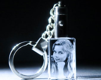 3D Keyring Photo Crystal - Personalised Photo Crystal - Perfect Gift - Use Your Own Image - Quick Delivery - Made in London, UK
