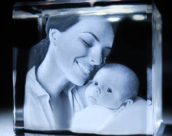3D Cube Photo Crystal - Personalised Photo Crystal - Perfect Gift - Use Your Own Image - Quick Delivery - Made in London, UK