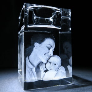 3D Candle Holder Photo Crystal - Personalised Photo Crystal - Perfect Gift - Use Your Own Image - Quick Delivery - Made in London, UK