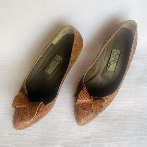 Escarpins en cuir véritable 'snakeskin' des années 1980 (design spécial)