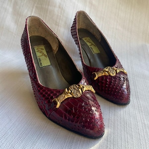 1980s &#39;snakeskin&#39; real leather pumps (special design)