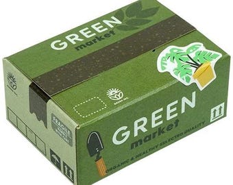 Die cut flake sticker with mini carton box (Botanical)