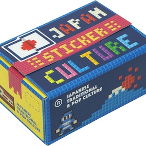 Japanese Culture pixel style die-cut mini stickers | Japan stationery w/ mini carton box (40 pieces)