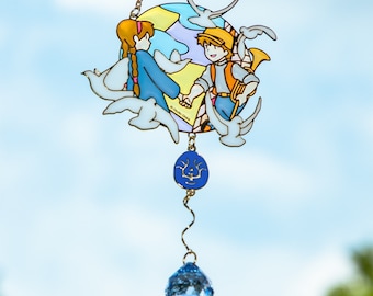 Studio Ghibli stained glass style window hanging (Castle in the Sky)| light catcher | Rainbow maker