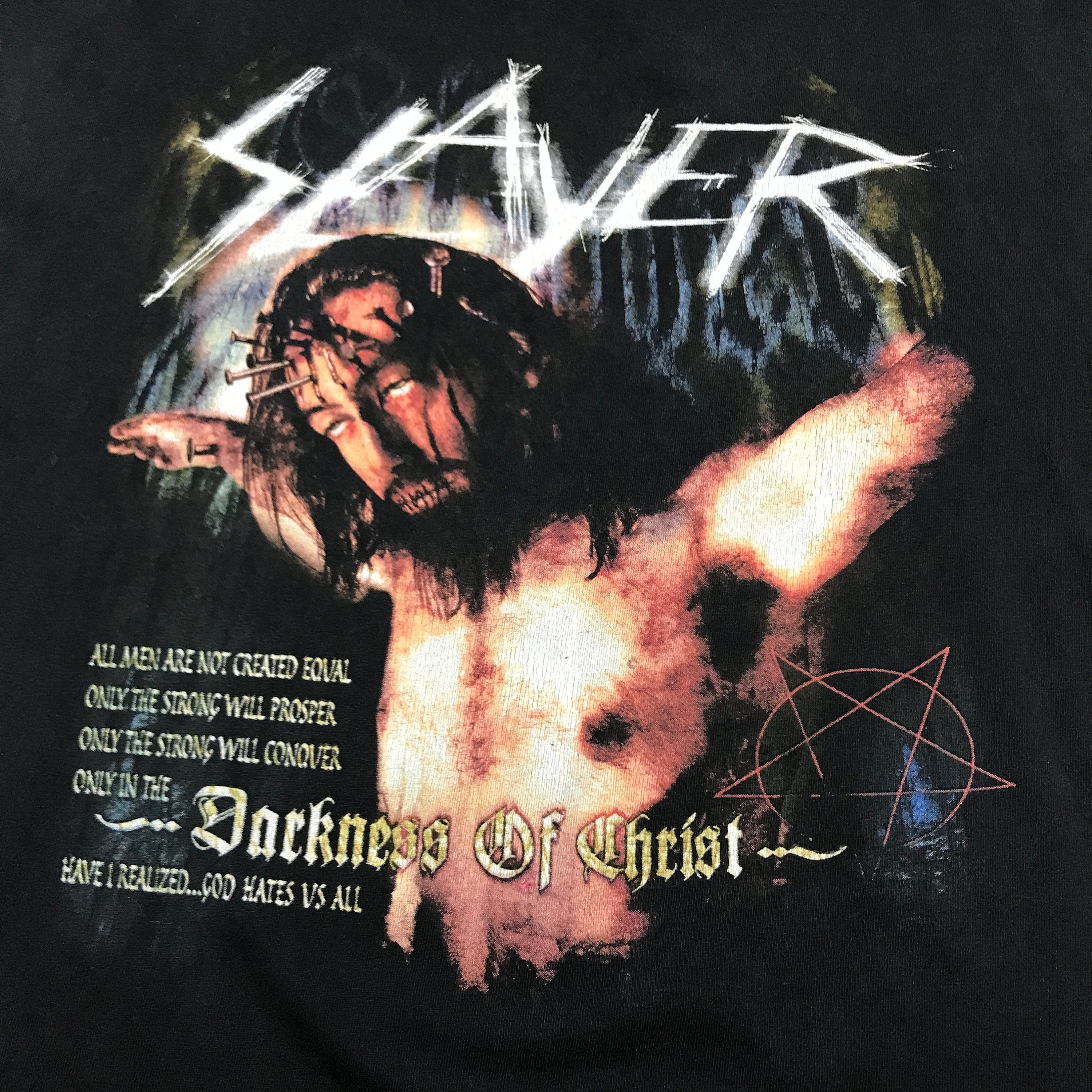 Slayer Darkness Of Christ Tシャツ Vintage Slayer Darkness of Christ God Hates Us All Tour Size