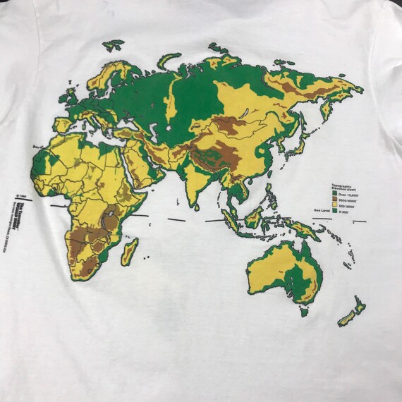 Vintage World Map Topographic Elevation 1989 USA … - image 5