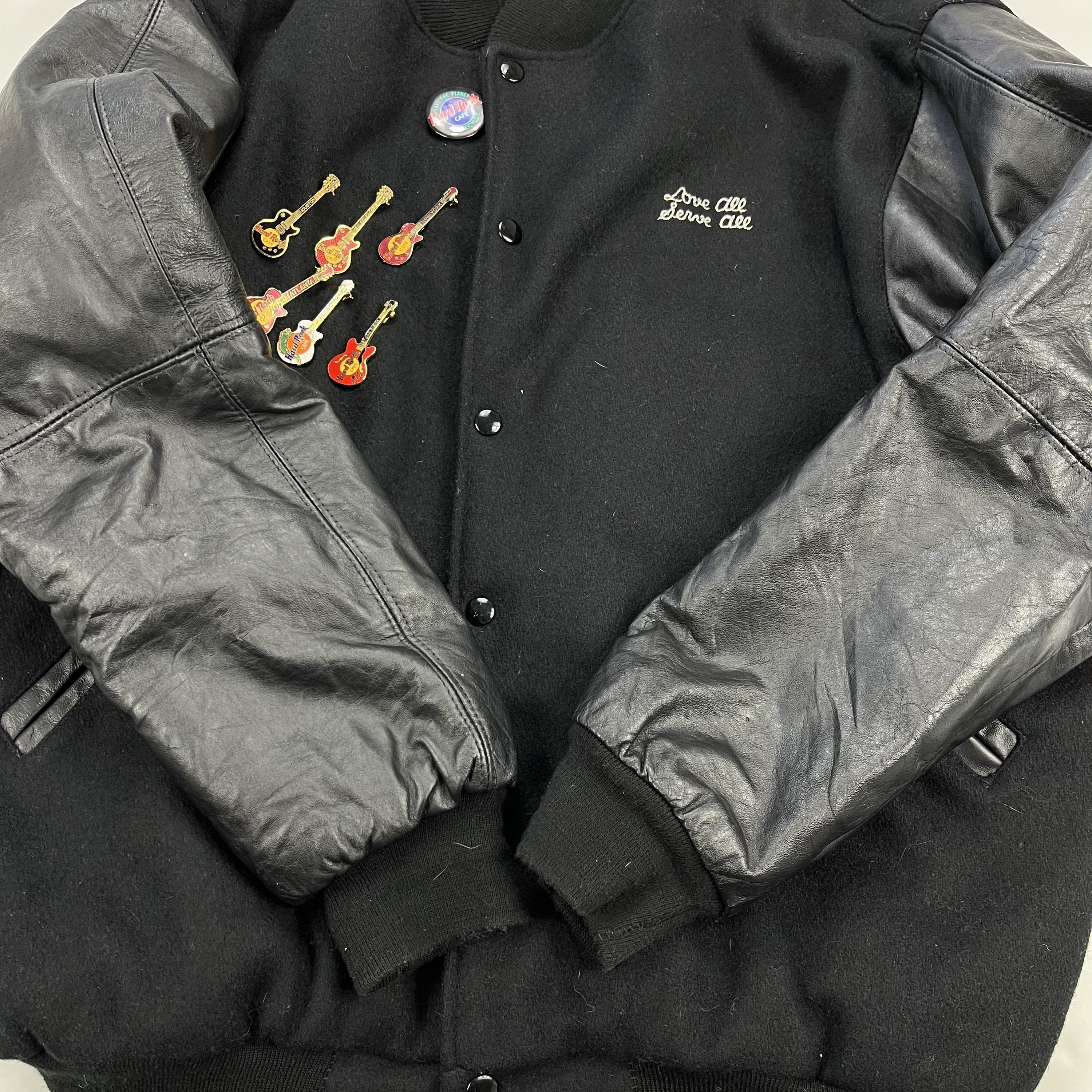 VTG Hard Rock Cafe Tokyo Leather Bomber Jacket Black Men