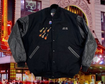 貴重 美品 HardRock Cafe レザーボンバージャケット ブラックXL VTG Hard Rock Cafe Tokyo Leather Bomber Jacket Black Men